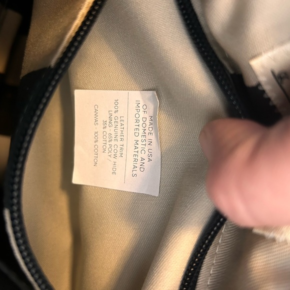 R. Riveter Otto Tote Black Canvas & Brown Leather, Made in USA, Like New. - Picture 5 of 12